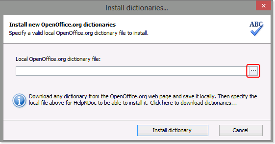 Cómo instalar un nuevo diccionario en HelpNDoc
