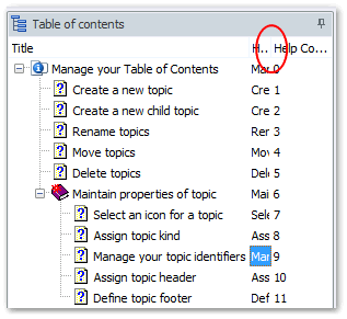 Redimensionar la vista desplegada de la tabla de contenido