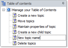 The new topic is highlighted in your table of contents