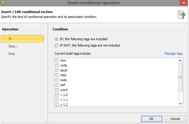 The conditional operation window